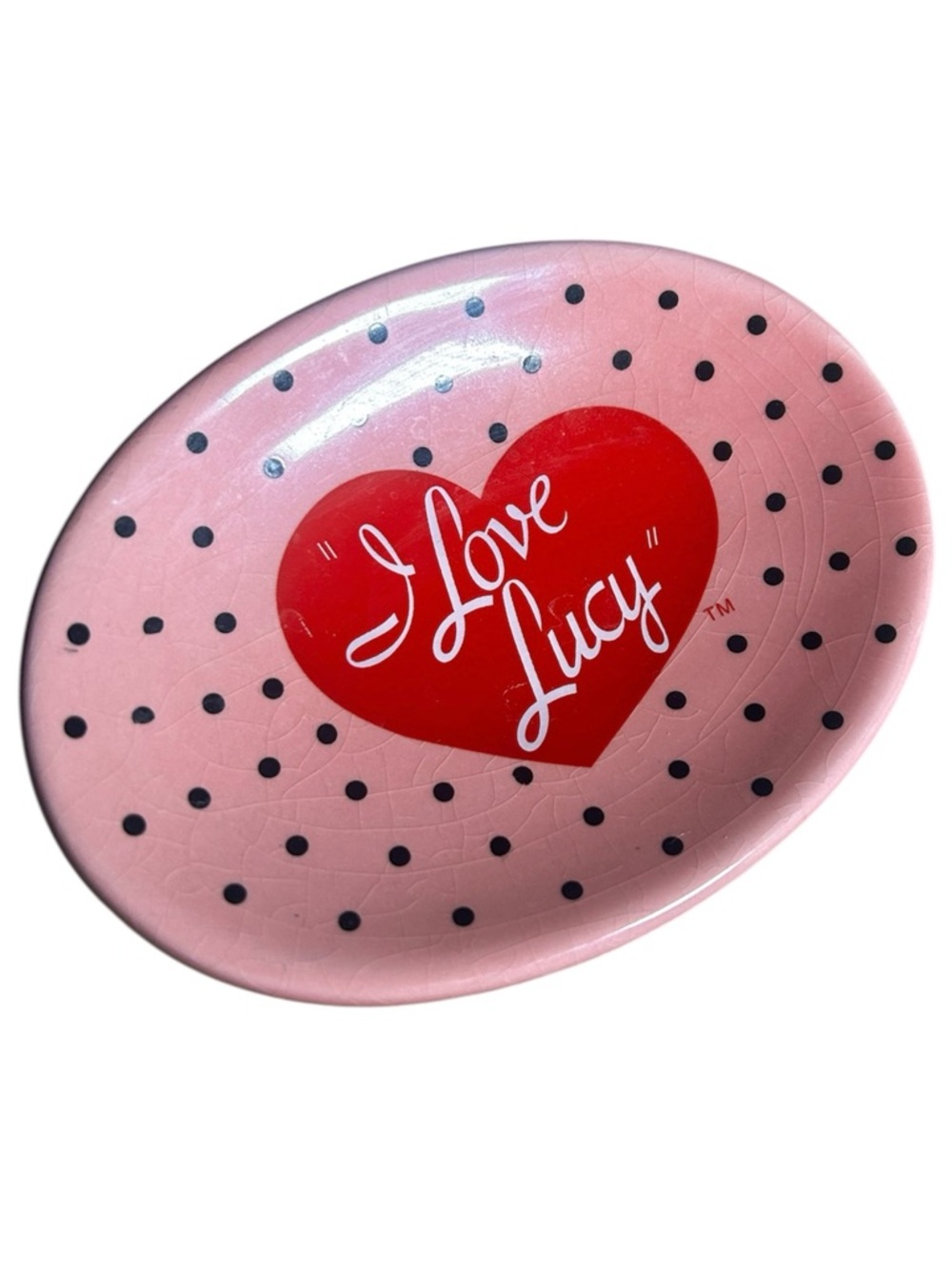 2006 Pink, Polka-dotted “I Love Lucy” Soap Dish